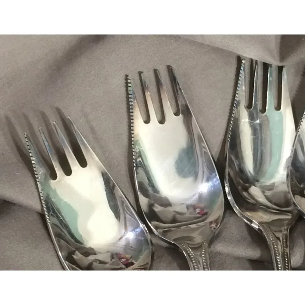 Set of 6 Godinger Silver Plated Beaded Edge Salad Forks Japan Vintage 80s/90s